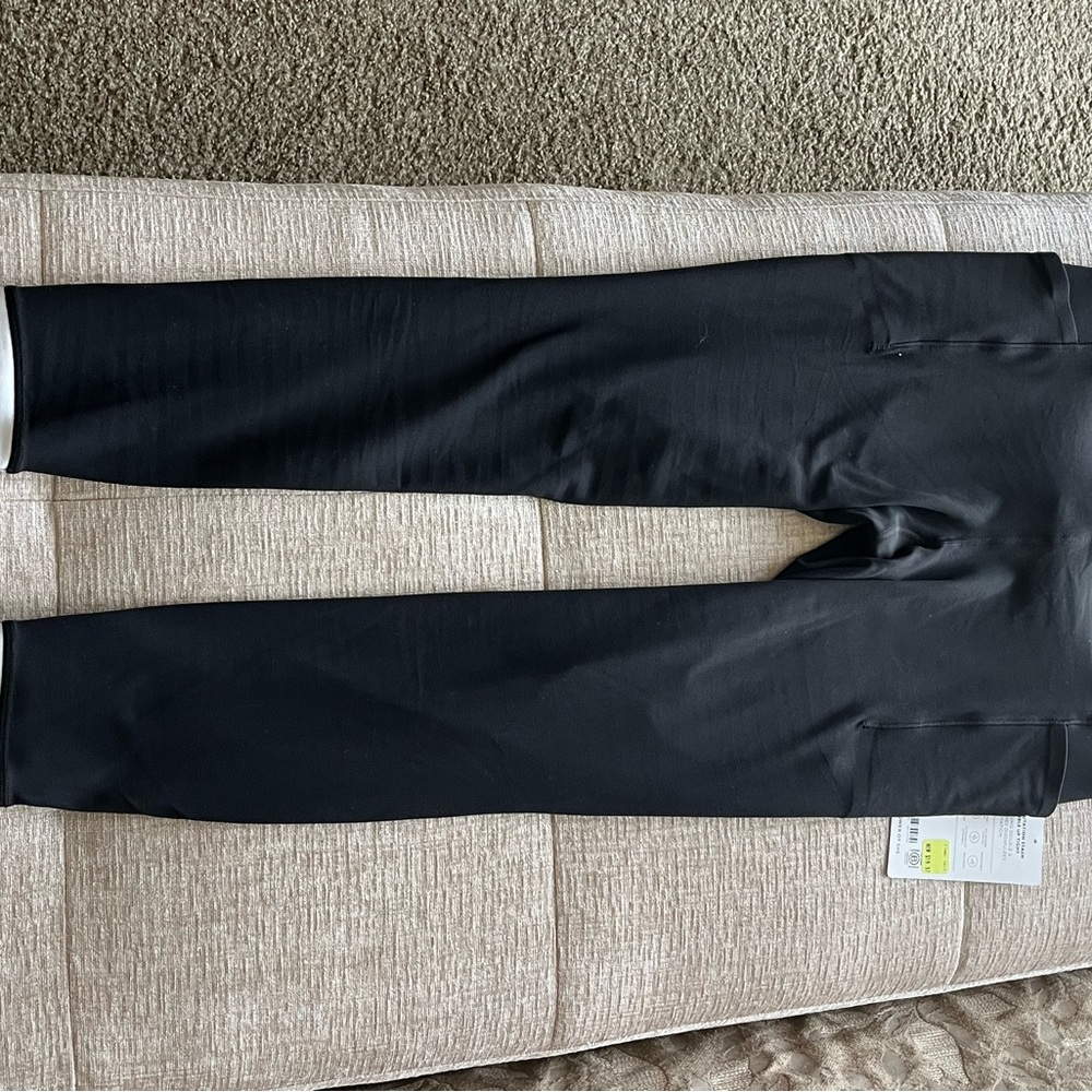 Athleta Black Leggings with White Waistband and Cuff Accents - Picture 3 of 6